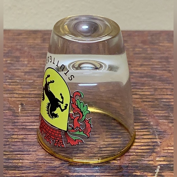 Vintage Gold Rimmed Stuttgart Germany Horse Crest Logo Shot Glass - Picture 11 of 16